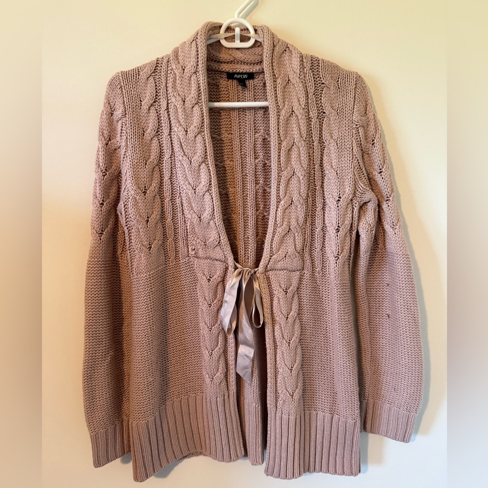 Apt 9 Ballerina Ribbon Knitted Medium Pale Pink Cardigan